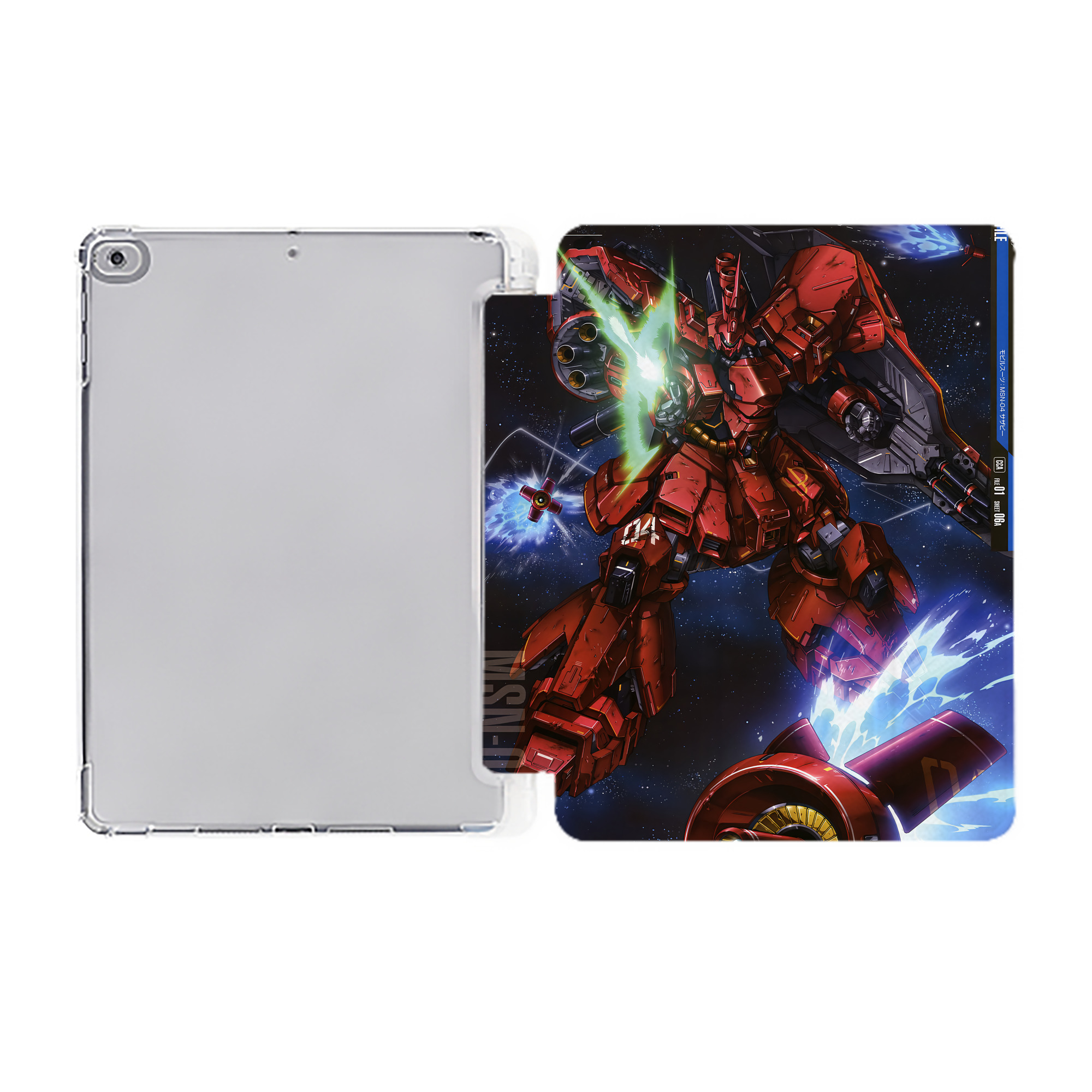 （画像用） 機動戦士ガンダム Mobile Suit Gundam IPad ケース ペン収納付き 三つ折りスタンド PUレザー×シリコン 対応機種9.5/10.5/10.9インチ